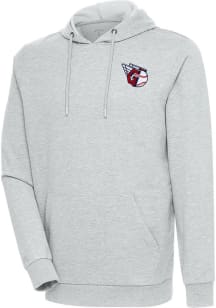 Antigua Cleveland Guardians Mens Grey Action Long Sleeve Hoodie