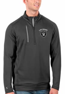 Antigua Las Vegas Raiders Mens Grey Text Generation Long Sleeve 1/4 Zip Pullover