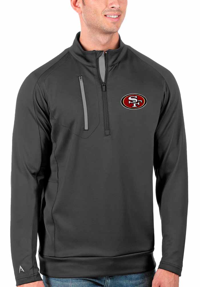 Men's San Francisco 49ers Antigua Black Victory Pullover Hoodie