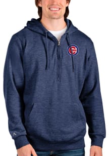 Antigua Chicago Cubs Mens Navy Blue Action Long Sleeve 1/4 Zip Pullover