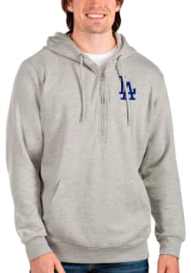 Antigua Los Angeles Dodgers Mens Grey Action Long Sleeve 1/4 Zip Pullover
