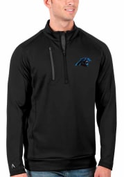 Antigua Carolina Panthers Mens Black Generation Long Sleeve 1/4 Zip Pullover