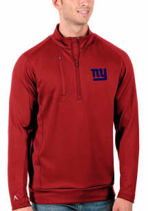 Antigua New York Giants Mens Red Generation Long Sleeve 1/4 Zip Pullover