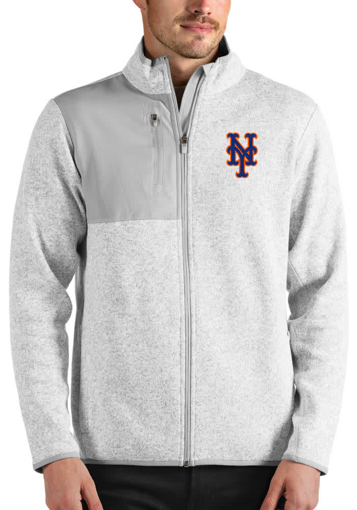 Antigua New York Mets Mens Grey Fortune Long Sleeve Full Zip Jacket