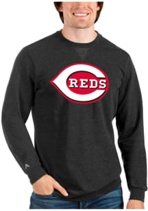 Antigua Cincinnati Reds Mens Black Reward Long Sleeve Crew Sweatshirt