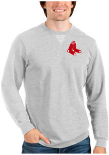 Antigua Boston Red Sox Mens Grey Reward Long Sleeve Crew Sweatshirt