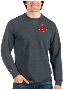 Antigua Boston Red Sox Mens Charcoal Reward Long Sleeve Crew Sweatshirt