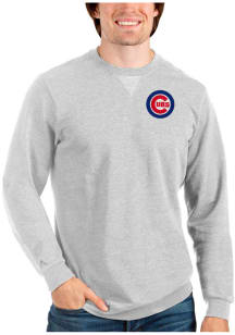 Antigua Chicago Cubs Mens Grey Reward Long Sleeve Crew Sweatshirt