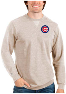 Antigua Chicago Cubs Mens Oatmeal Reward Long Sleeve Crew Sweatshirt