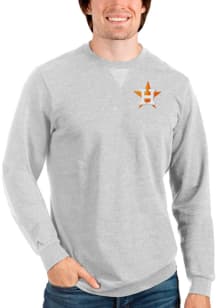 Antigua Houston Astros Mens Grey Reward Long Sleeve Crew Sweatshirt