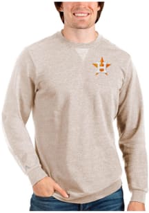 Antigua Houston Astros Mens Oatmeal Reward Long Sleeve Crew Sweatshirt