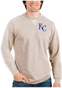 Antigua Kansas City Royals Mens Oatmeal Reward Long Sleeve Crew Sweatshirt