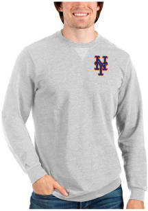 Antigua New York Mets Mens Grey Reward Long Sleeve Crew Sweatshirt
