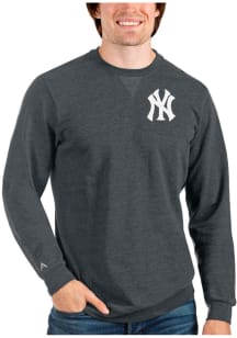 Antigua New York Yankees Mens Charcoal Reward Long Sleeve Crew Sweatshirt