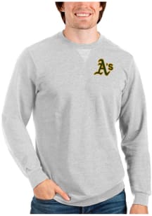Antigua Oakland Athletics Mens Grey Reward Long Sleeve Crew Sweatshirt
