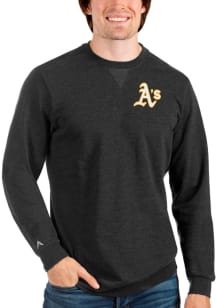 Antigua Oakland Athletics Mens Black Reward Long Sleeve Crew Sweatshirt
