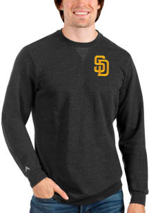 Antigua San Diego Padres Mens Black Reward Long Sleeve Crew Sweatshirt