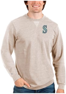 Antigua Seattle Mariners Mens Oatmeal Reward Long Sleeve Crew Sweatshirt