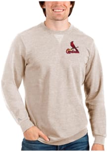 Antigua St Louis Cardinals Mens Oatmeal Reward Long Sleeve Crew Sweatshirt