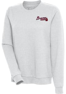 Antigua Atlanta Braves Womens Grey Action Crew Sweatshirt