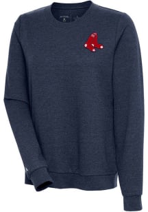 Antigua Boston Red Sox Womens Navy Blue Action Crew Sweatshirt