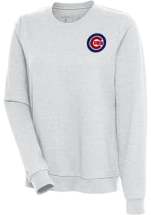 Antigua Chicago Cubs Womens Grey Action Crew Sweatshirt