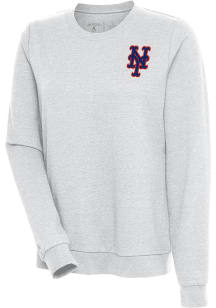 Antigua New York Mets Womens Grey Action Crew Sweatshirt