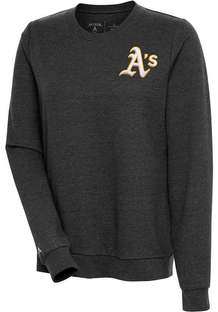 Antigua Women's Oakland Athletics Gray Victory Crew Pullover