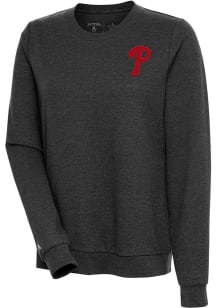 Antigua Philadelphia Phillies Womens Black Action Crew Sweatshirt
