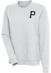 Antigua Pittsburgh Pirates Womens Grey Action Crew Sweatshirt
