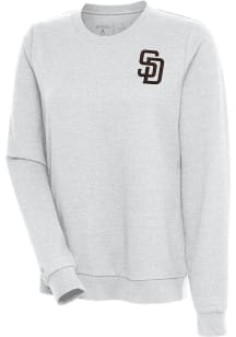 Antigua San Diego Padres Womens Grey Action Crew Sweatshirt