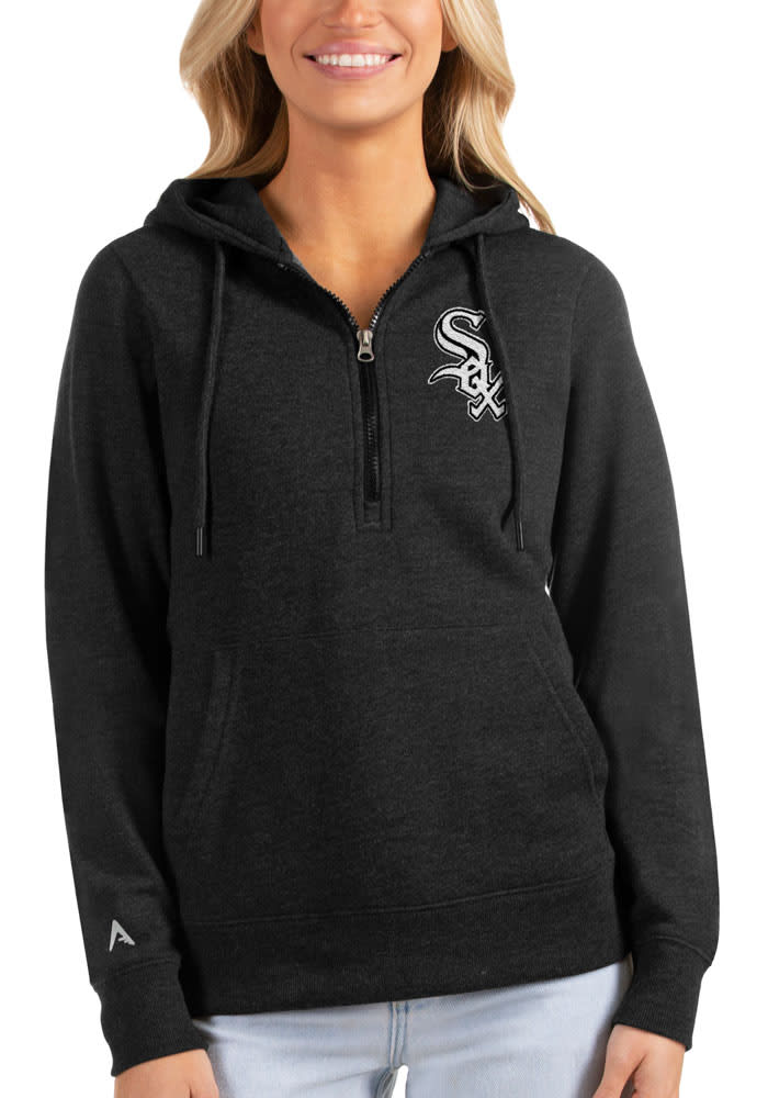 Antigua Chicago White Sox Womens Black Action Hooded Sweatshirt