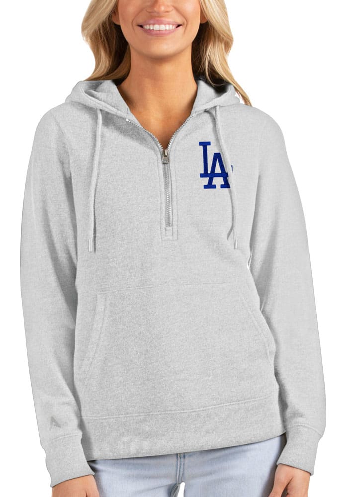 Women's Los Angeles Dodgers Antigua Oatmeal Action Pullover Hoodie