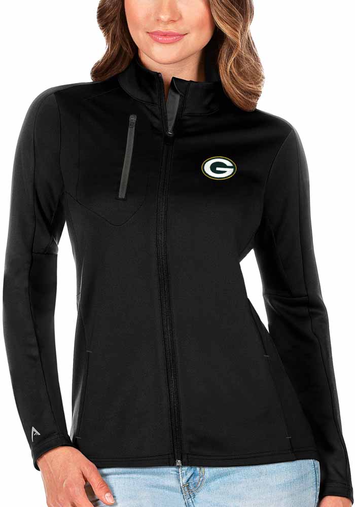 Antigua Green Bay Packers Womens Black Generation Light Weight Jacket