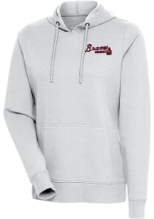 Antigua Atlanta Braves Womens Grey Action Hooded Sweatshirt