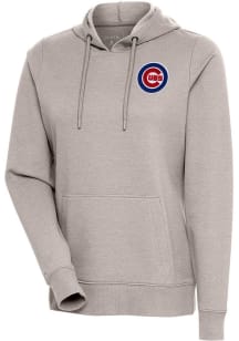 Antigua Chicago Cubs Womens Oatmeal Action Hooded Sweatshirt