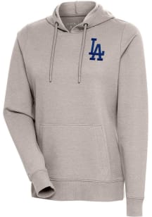 Antigua Los Angeles Dodgers Womens Oatmeal Action Hooded Sweatshirt