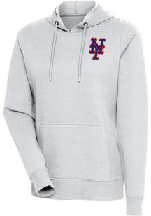 Antigua New York Mets Womens Grey Action Hooded Sweatshirt