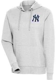 Antigua New York Yankees Womens Grey Action Hooded Sweatshirt