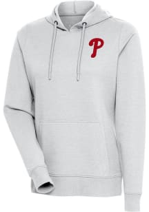 Antigua Philadelphia Phillies Womens Grey Action Hooded Sweatshirt