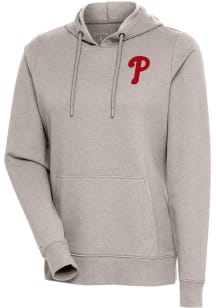 Antigua Philadelphia Phillies Womens Oatmeal Action Hooded Sweatshirt