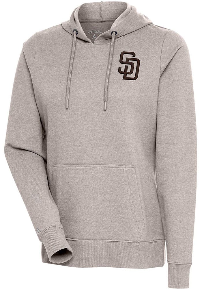 San Diego Padres Antigua Victory Pullover Hoodie - Black/Heather Gray