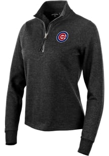 Antigua Chicago Cubs Womens Black Action 1/4 Zip Pullover