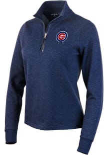 Antigua Chicago Cubs Womens Navy Blue Action 1/4 Zip Pullover