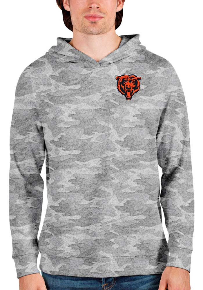 Men's Antigua Oatmeal Chicago Bears Action Lightweight Pullover Hoodie