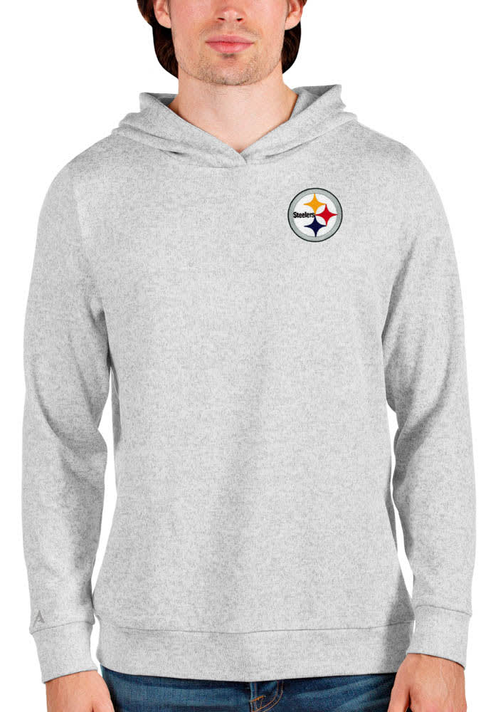 Antigua Pittsburgh Steelers Mens Grey Victory Long Sleeve Hoodie