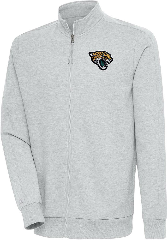 Antigua Jacksonville Jaguars Grey Action Light Weight Jacket, Grey, 55% Cotton / 45% POLYESTER, Size L, Rally House