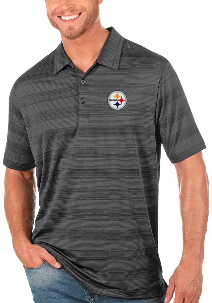 Antigua Men's Pittsburgh Steelers Quest Black Polo