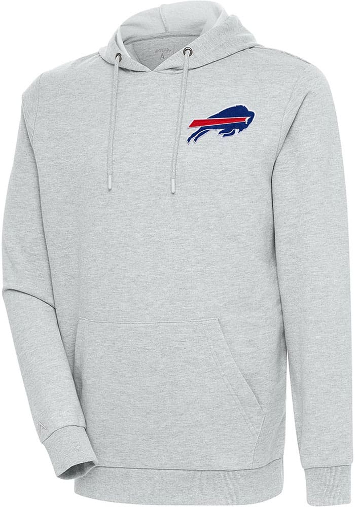 Antigua Buffalo Bills Grey Strong Hold Long Sleeve Hoodie, Grey, 100% POLYESTER, Size 3XL, Rally House