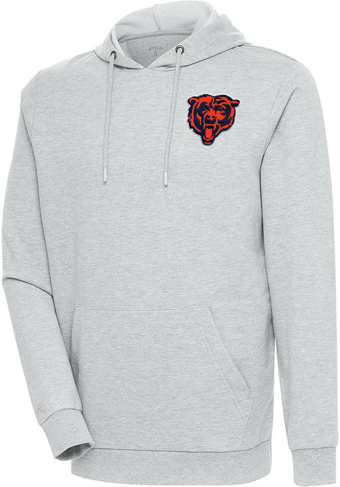 Antigua Chicago Bears Grey Absolute Long Sleeve Hoodie, Grey, 100% POLYESTER, Size 2XL, Rally House